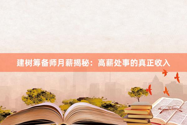 建树筹备师月薪揭秘：高薪处事的真正收入